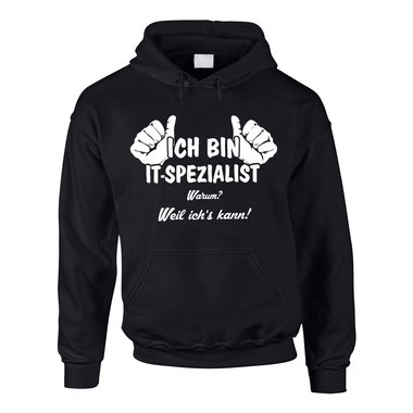 Geschenk fr Informatiker - Hoodie Herren - Ich bin IT-Spezialist, weil ichs kann! grau-dunkelblau XS