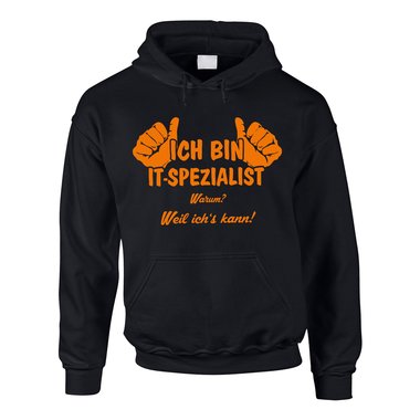 Geschenk fr Informatiker - Hoodie Herren - Ich bin IT-Spezialist, weil ichs kann! grau-dunkelblau XS