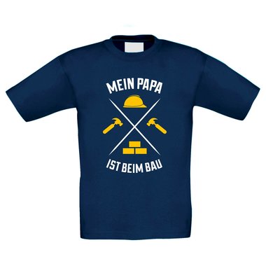 Kinder T-Shirt - Mein Papa ist beim Bau weiss-gelb 152-164