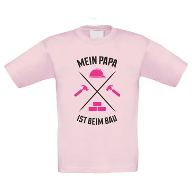 Kinder T-Shirt - Mein Papa ist beim Bau weiss-gelb 152-164