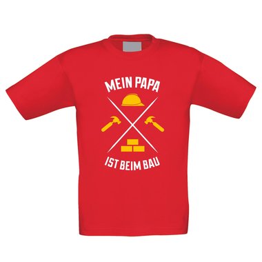 Kinder T-Shirt - Mein Papa ist beim Bau weiss-gelb 152-164