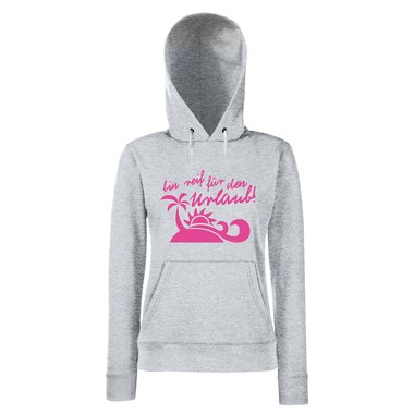 Damen Hoodie - bin reif fr den Urlaub schwarz-weiss M