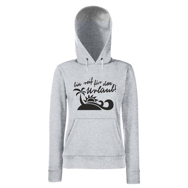 Damen Hoodie - bin reif fr den Urlaub schwarz-weiss M