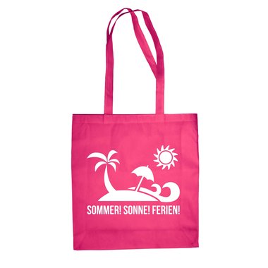 Jutebeutel Baumwolltasche - Sommer Sonne Ferien weiss-cyan