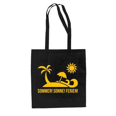 Jutebeutel Baumwolltasche - Sommer Sonne Ferien weiss-cyan