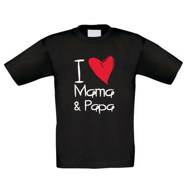 Kinder T-Shirt - I love Mama & Papa schwarz-weiss 152-164