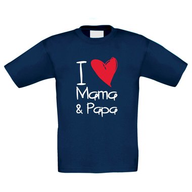 Kinder T-Shirt - I love Mama & Papa schwarz-weiss 152-164