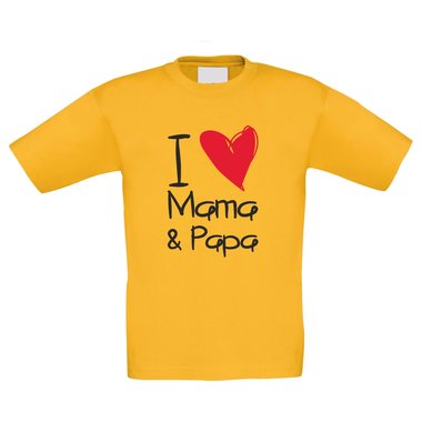 Kinder T-Shirt - I love Mama & Papa schwarz-weiss 152-164