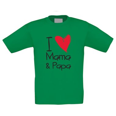 Kinder T-Shirt - I love Mama & Papa schwarz-weiss 152-164