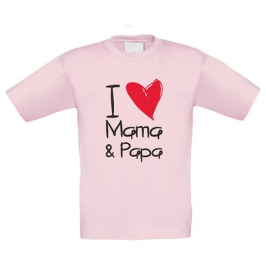 Kinder T-Shirt - I love Mama & Papa schwarz-weiss 152-164