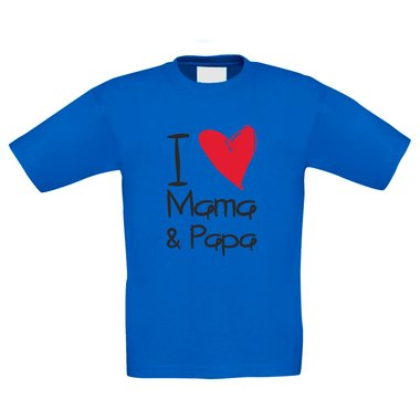 Kinder T-Shirt - I love Mama & Papa schwarz-weiss 152-164