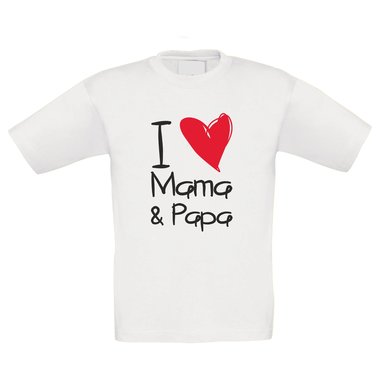 Kinder T-Shirt - I love Mama & Papa schwarz-weiss 152-164