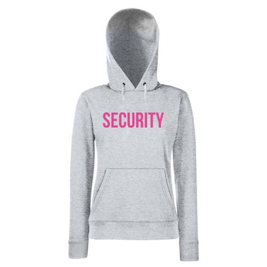 Damen Hoodie SECURITY grau-fuchsia L