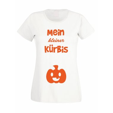 Damen T-Shirt - Mein kleiner Krbis weiss-orange XXL