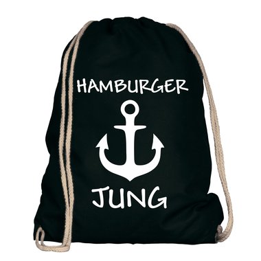 Turnbeutel - Hamburger Jung Stoffbeutel weiss-schwarz