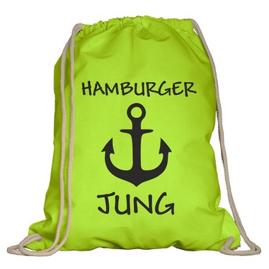 Turnbeutel - Hamburger Jung Stoffbeutel weiss-schwarz