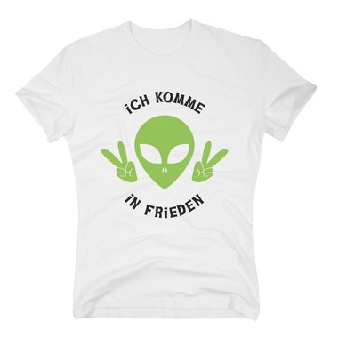 Herren T-Shirt - Ich komme in Frieden dunkelblau-weiss S