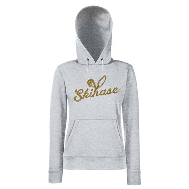 Damen Hoodie - Skihase schwarz-gold XS