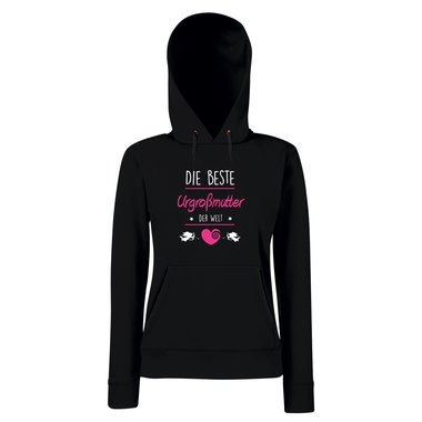 Damen Hoodie - Die beste Urgromutter der Welt schwarz-fuchsia M