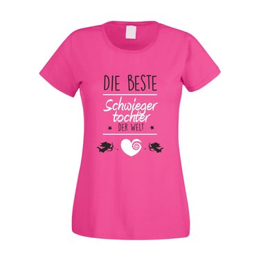 Damen T-Shirt - Die beste Schwiegertochter der Welt fuchsia-weiss XS