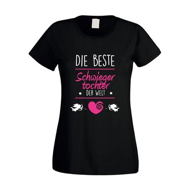 Damen T-Shirt - Die beste Schwiegertochter der Welt fuchsia-weiss XS