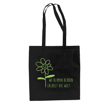 Jutebeutel Baumwolltasche - Wo Blumen blhen lchelt die Welt