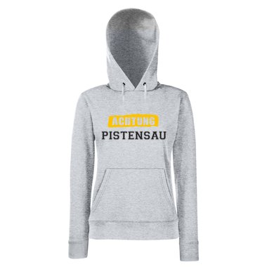 Damen Hoodie - Achtung Pistensau - Basic schwarz-weiss S