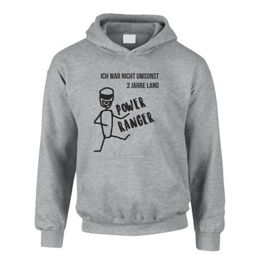 Kinder Hoodie - Ich war nicht umsonst 3 Jahre lang Power Ranger schwarz-weiss 80-92