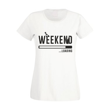 Damen T-Shirt - Weekend loading weiss-schwarz XL