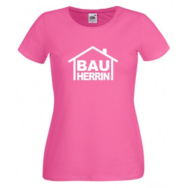 Bauherrin T-Shirt - Damen T-Shirt BAUHERRIN fr den Bau fuchsia-weiss S