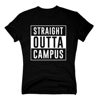 Herren T-Shirt - Straight outta Campus weiss-schwarz 4XL